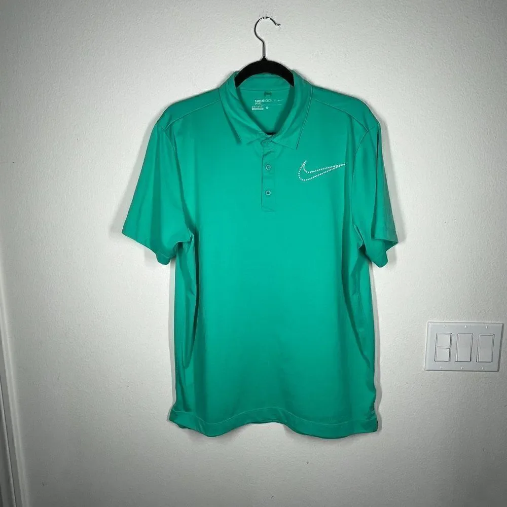 Nike Golf Polo Green Shirt Dri-Fit Performance Mens Size Large